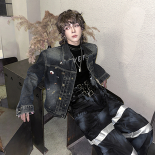 杨一帆潮牌牛仔外套男款2025秋季新款男装时尚高街ins设计款夹克