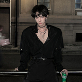 男款 韩版 长袖 杨一帆潮牌衬衫 2025夏季 新款 休闲潮流拼接短袖 衬衣