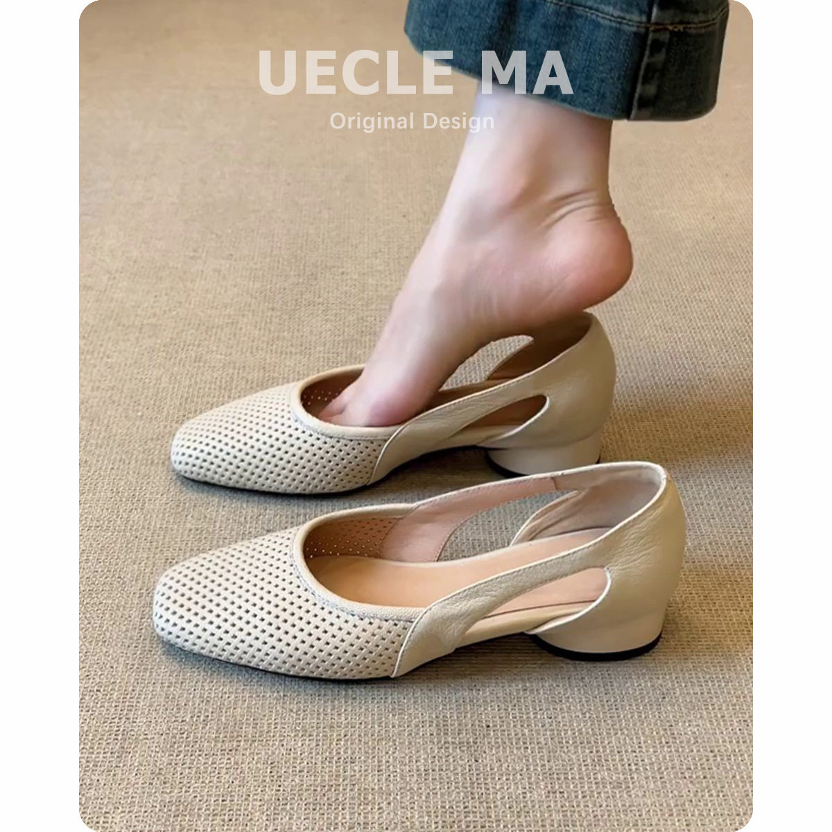 超软羊皮_法式凉单鞋女方头镂空洞洞鞋复古浅口中空透气玛丽珍鞋.,女鞋,洞洞鞋,淘宝优惠券,粉丝福利购,淘宝优惠卷