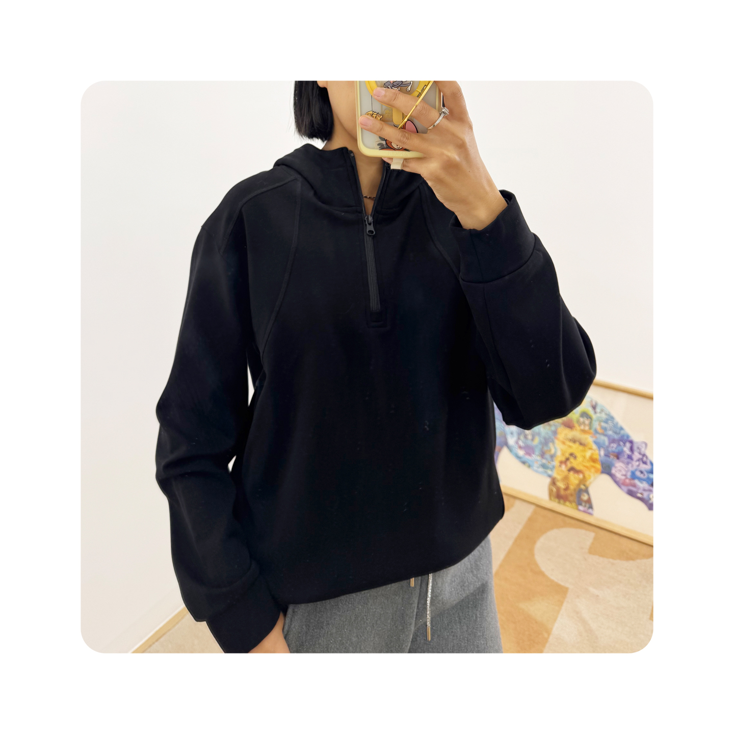 半拉链软糯Q弹果冻连帽卫衣女