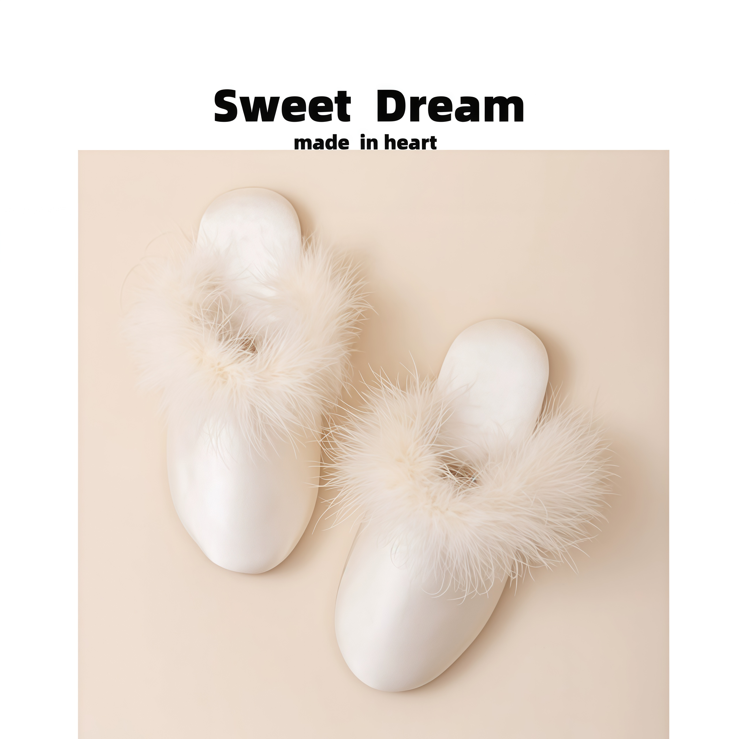 高级感鸵鸟毛拖鞋静音软底法式