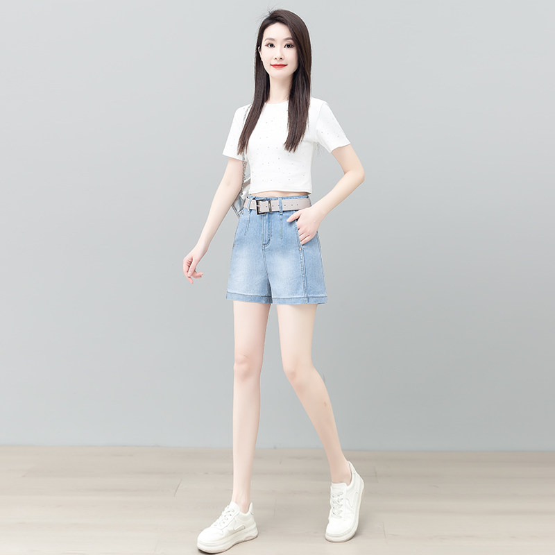 薄款冰丝牛仔短裤女夏季新款高腰显瘦小个子休闲外穿三分裤