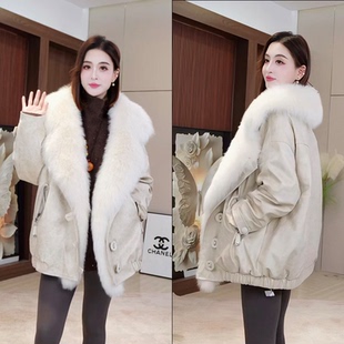 【辰大嗓严选】狐狸毛皮草鹅绒