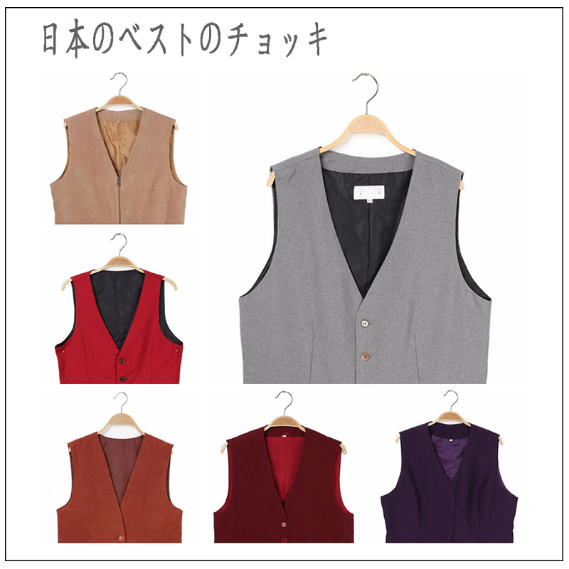 vintage古着马甲孤品日本制文艺范百搭复古马夹 纯色糖果马卡龙