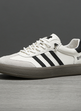 2025新款春季德训鞋经典男款真皮薄底休闲鞋黑色复古牛皮板鞋rof