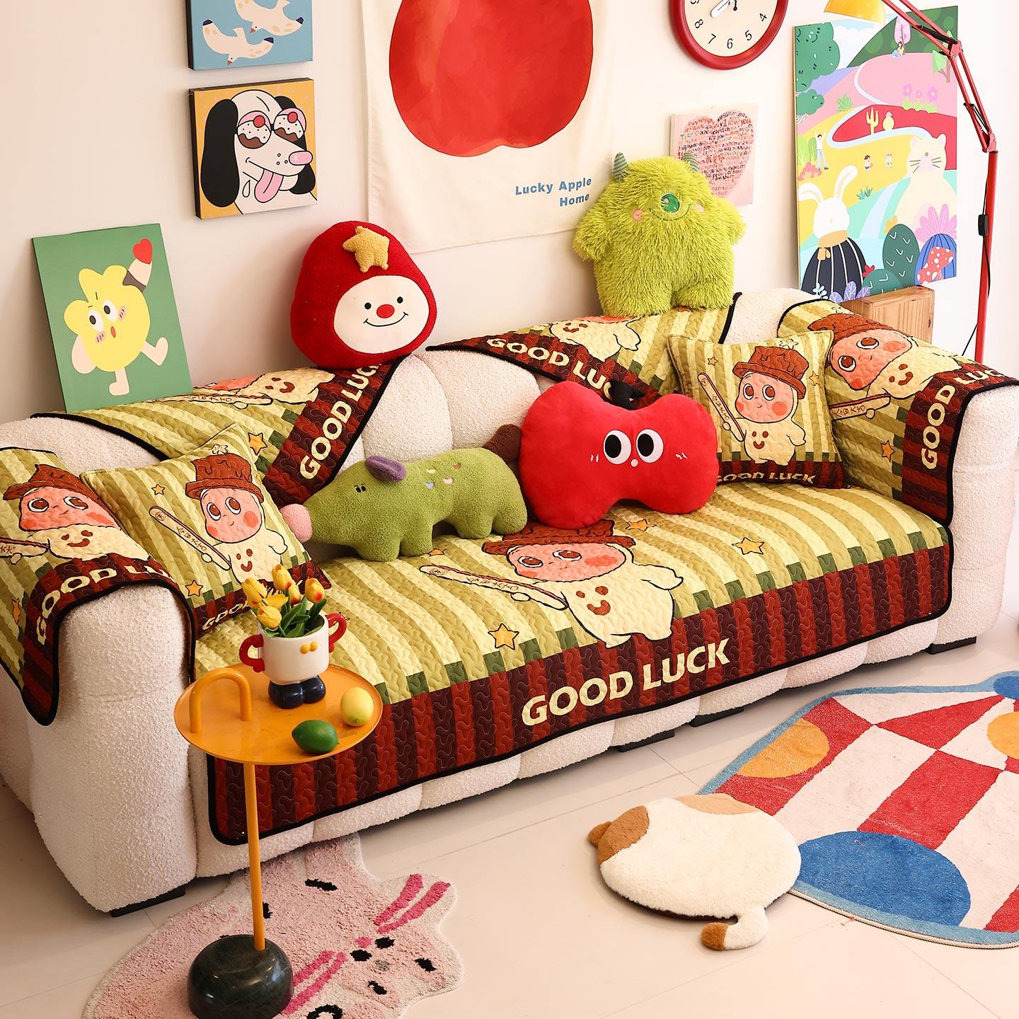 凡米特卡通星星人沙发垫四季通用新款多巴胺固定防滑坐垫盖布套罩,居家布艺,沙发垫,淘宝优惠券,粉丝福利购,淘宝优惠卷