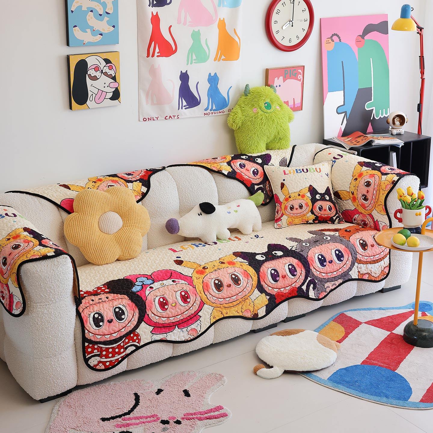 凡米特多巴胺异形卡通沙发垫四季防滑坐垫盖布巾布艺客厅防尘套罩,居家布艺,沙发垫,淘宝优惠券,粉丝福利购,淘宝优惠卷