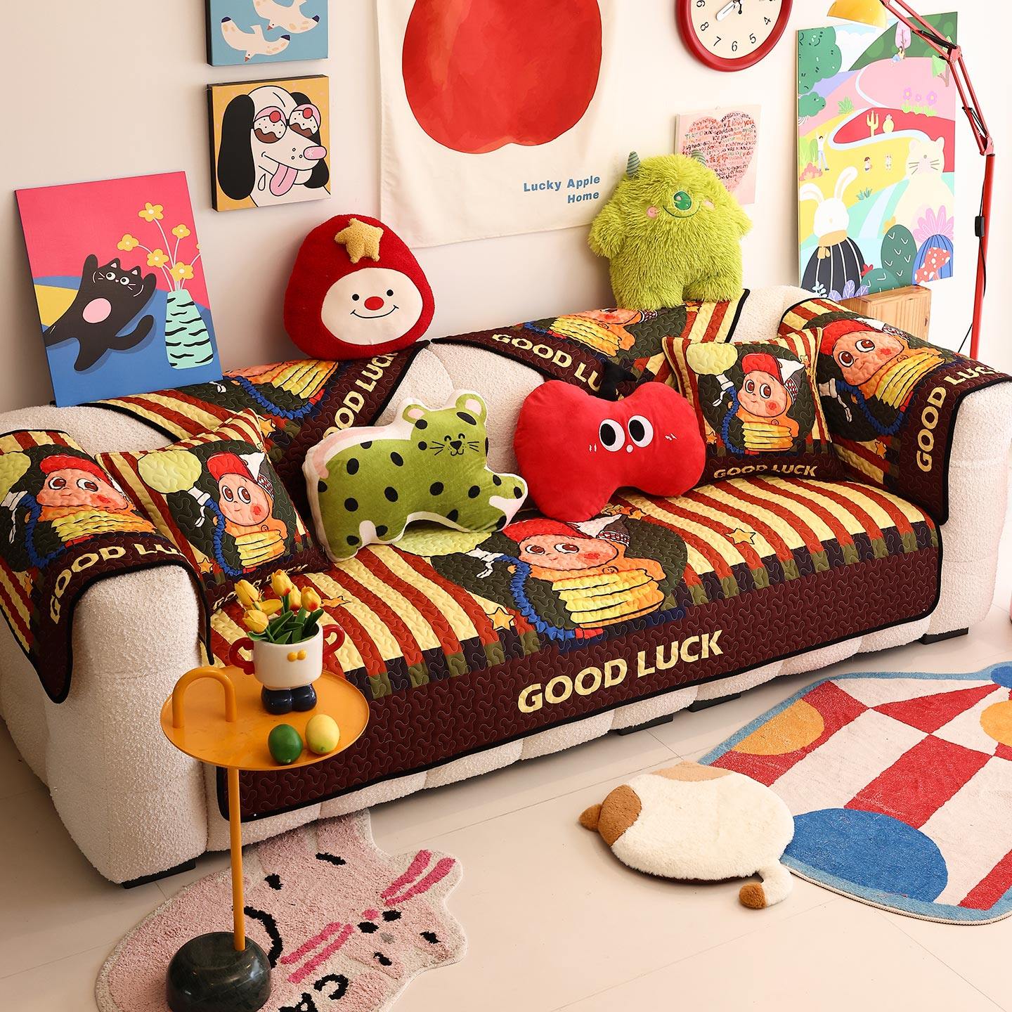 凡米特星星人卡通沙发垫四季防滑直排客厅盖布多巴胺简约沙发套罩,居家布艺,沙发垫,淘宝优惠券,粉丝福利购,淘宝优惠卷