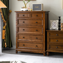 宜宝易森美式斗柜美式全实木斗柜卧室床尾柜抽屉柜简美复古斗橱