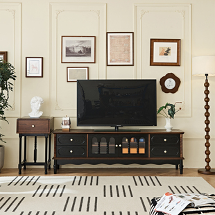 宜宝易森法式复古实木电视柜组合中古风电视机柜美式2025年新款