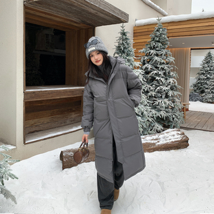 希同儿宽松显瘦冬季连帽过膝长款羽绒服大码高级感男女保暖厚外套