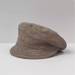 细拉菲草编增高颅顶斜顶马术帽女夏季防晒草编鸭舌帽时装贝雷帽子