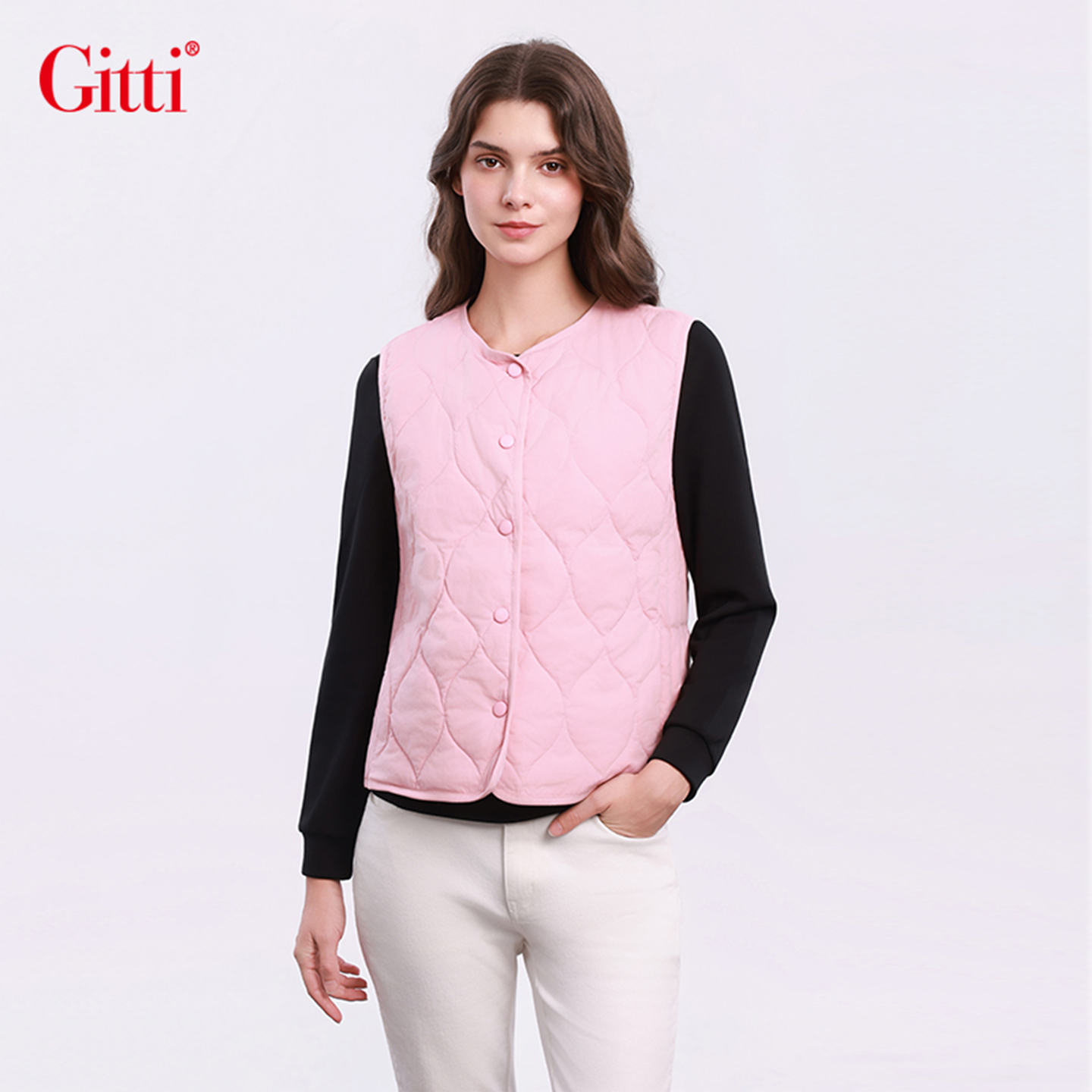 车花保暖羽绒棉棉服女圆领舒适