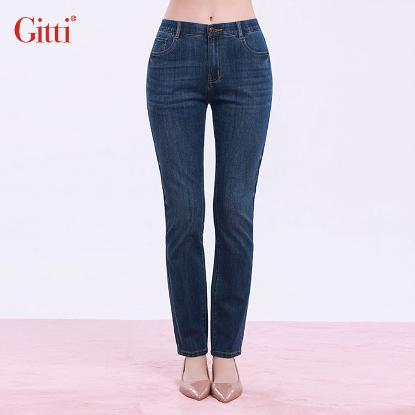 Gitti/吉蒂直筒棉微弹百搭牛仔裤女修身显瘦长裤G261008,女装/女士精品,牛仔裤,淘宝优惠券,粉丝福利购,淘宝优惠卷