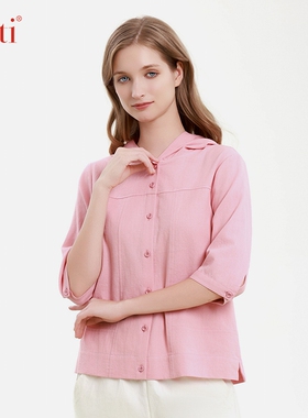 Gitti/吉蒂春夏新品连帽中袖衬衫女棉甜美时尚T恤G251077