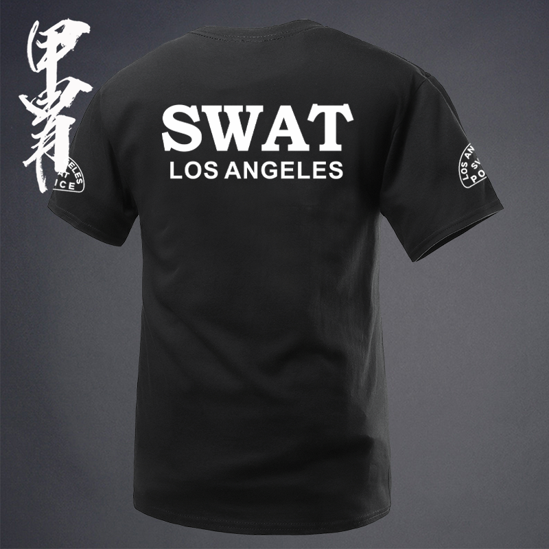 夏季新品 洛城探员主题 swat特别行动小组短袖t恤 军迷短袖