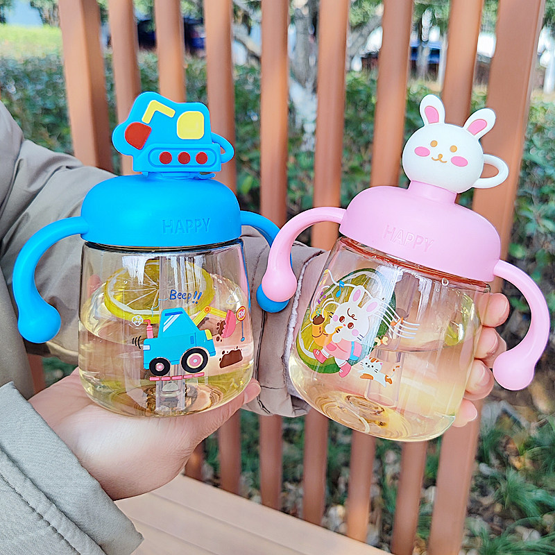 儿童吸管水杯刻度杯子宝宝学饮杯1-3岁婴儿家用幼儿园把手喝水壶
