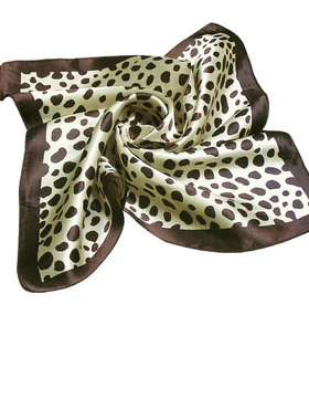 星曌韩版黑白色奶牛纹男士丝巾小方巾领巾商务衬衣围巾围脖SJ1207