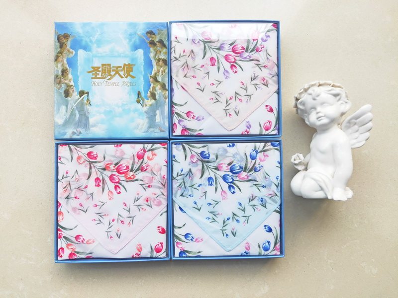 星曌韩版郁金香花手帕棉手绢运动擦汗吸水方巾淑女方帕束发扎手腕