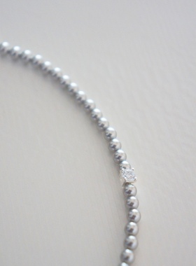 锆石超闪银色珍珠项链女