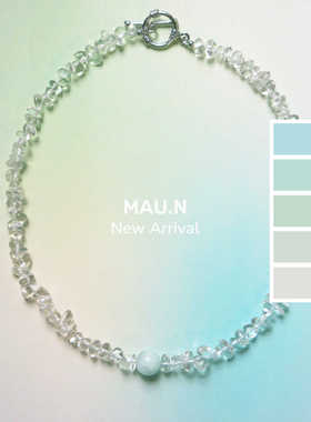 项链白水晶薄荷曼波锁骨链