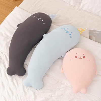 海豹玩偶公仔睡觉抱枕软萌床上抱枕娃娃超软抱枕冰丝午睡靠枕娃娃