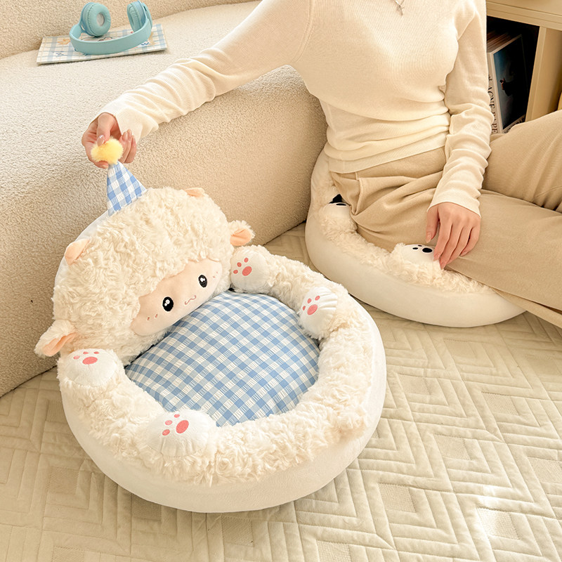 可爱小羊翻肚皮蒲团坐垫家用地上懒人坐墩客厅地板垫子超软屁股垫,居家布艺,蒲团,淘宝优惠券,粉丝福利购,淘宝优惠卷