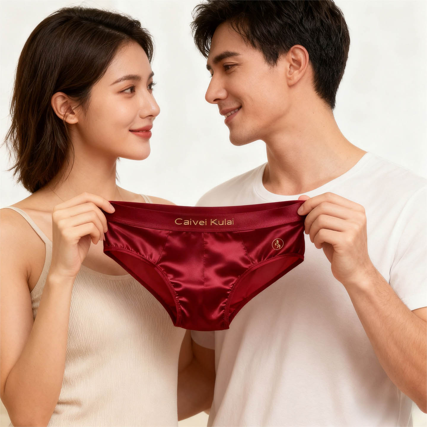 高端男士三角内裤冰丝酒红色