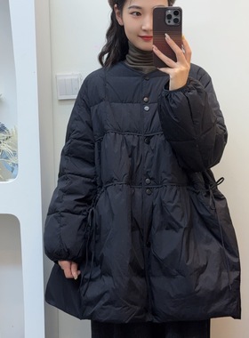 【赢利】冬季新款设计师韩版宽松中长款女士羽绒服 5069