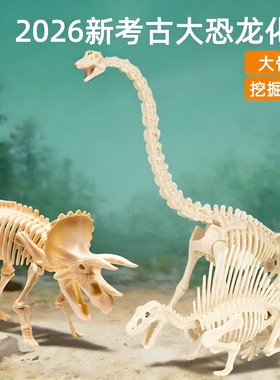六一儿童恐龙化石考古挖掘玩具二年级下册石膏腕龙挖宝大骨架模型