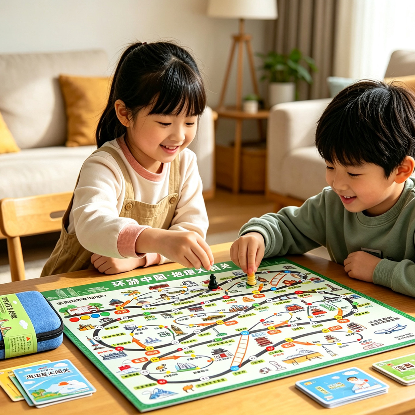 儿童中国地理大闯关飞行棋口袋便携式益智游戏棋桌面玩具小学生