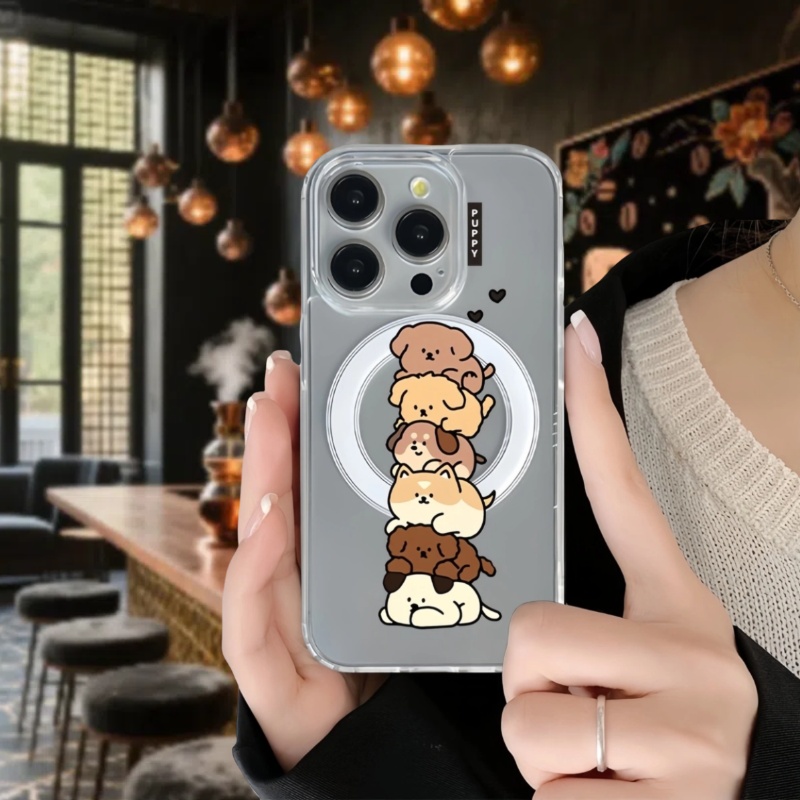 叠叠小狗适用iPhone17air手机壳透明苹果16promax新款15plus磁吸壳14pm卡通13可爱11女款xs超好看xr/7/8/se