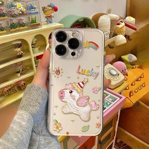 彩虹天使小马适用苹果17promax手机壳iPhone16涂鸦15plus软壳14可爱13mini新款女12透明11/xs/xr/7/8/6保护套