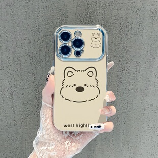 线条小狗适用iPhone17air手机壳新款苹果16promax简约15plus卡通14pm女款13超萌12超好看11高级xs小众xr/7/8