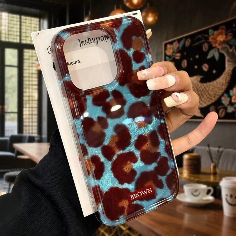 新款蓝色豹纹iPhone17air手机壳适用苹果16promax复古15plus保护套14plus女13硅胶12防摔11个性高级感小众潮