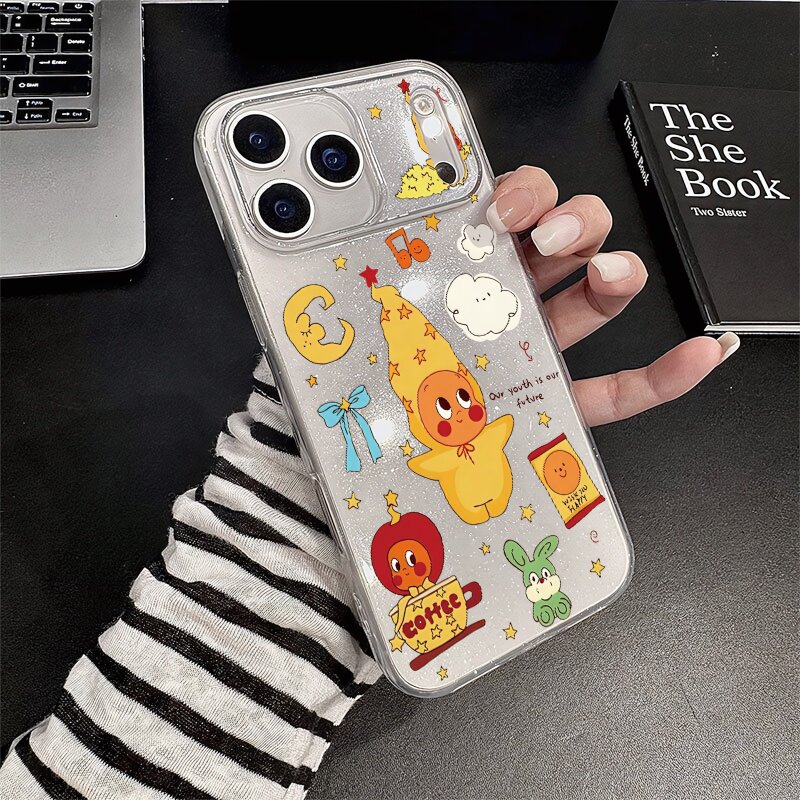 细闪星星人适用苹果17pro max手机壳iPhone16透明15plus闪粉14pm卡通女款13新款12超好看11/xs/xr/7/8保护套