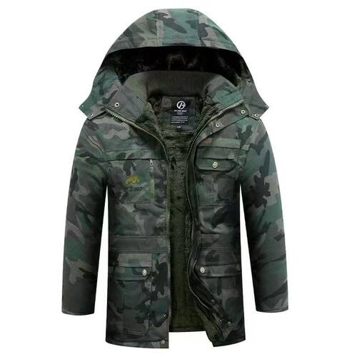迷彩棉服男冬季加绒加厚防寒劳保棉大衣工作服冬装中长款冷库棉袄