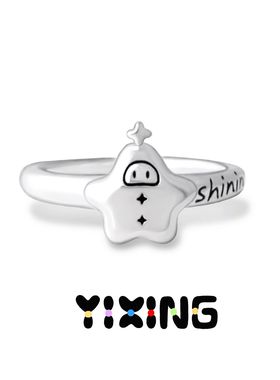 男女925纯银星星戒指开口食指戒