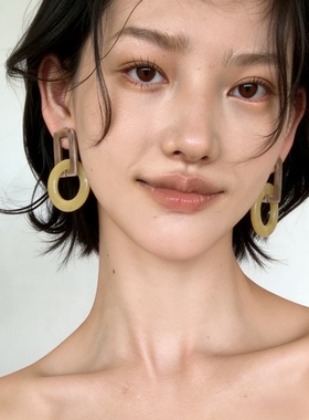 Atelier Koa 黄色夏日好心情醋酸几何韩国耳环