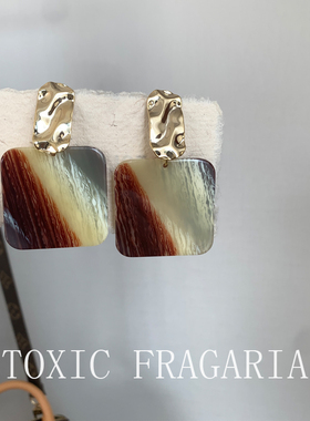 Toxic F ｜有毒植物 手工醋酸原创渐变方块气质耳环