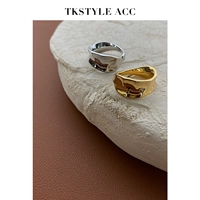 TKSTYLEACC Custom -Made Street Like Double -Layer Metal Gold and Silver Ring European и American нерегулярное указание на открытие кольцо пальца