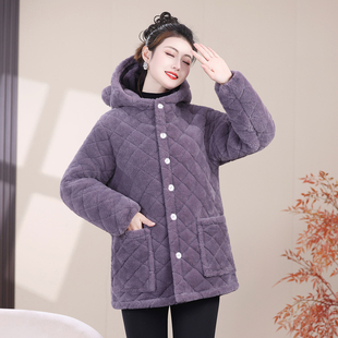 冬季保暖加绒加厚棉衣棉服女款小个子连帽短款小香风特厚棉袄外套