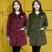 加绒加厚款 保暖棉袄大码 外套妈妈装 冬季 罩衣女外穿中长款 连帽棉衣