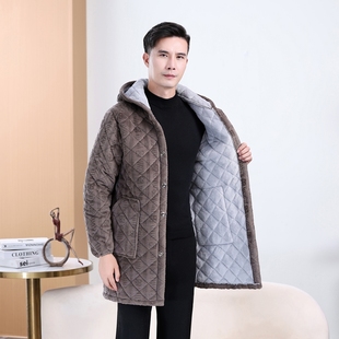 高品质冬季 棉服加肥加大棉衣防寒棉袄 加绒加厚保暖罩衣男中长款