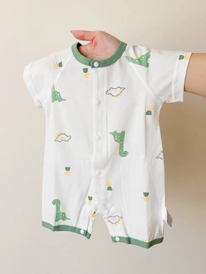 新生婴儿连体衣夏季薄款满月女宝宝夏装衣服短袖连身衣爬服男宝