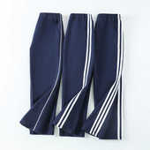 小学生秋冬款 男童女童一体绒运动卫裤 校服裤 子初中生藏青色长裤