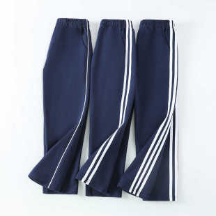 小学生秋冬款校服裤子初中生藏青色长裤男童女童一体绒运动卫裤