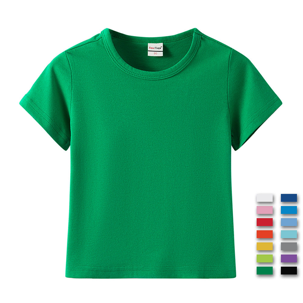 儿童纯棉短袖体血衫半袖男女童演出服打底衫幼儿园服t恤糖果色8潮