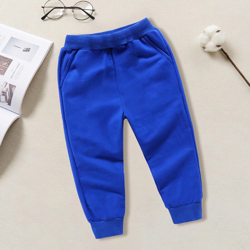 男女童春秋季宝蓝色运动裤纯棉幼儿园长裤儿童单裤校裤校服彩蓝色