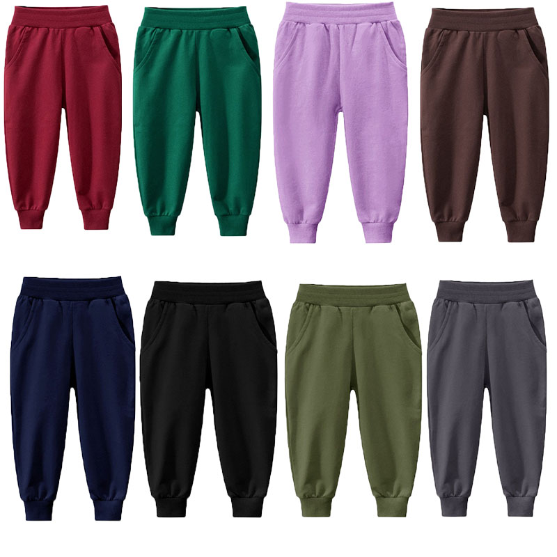 儿童秋季运动校服裤子墨绿色酒红